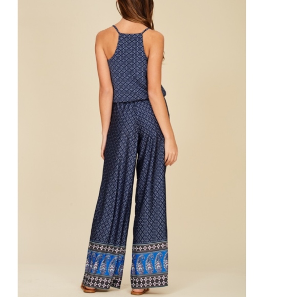 (Last One) Blue Floral Patterned Jumpsuit - Picture 4 of 8